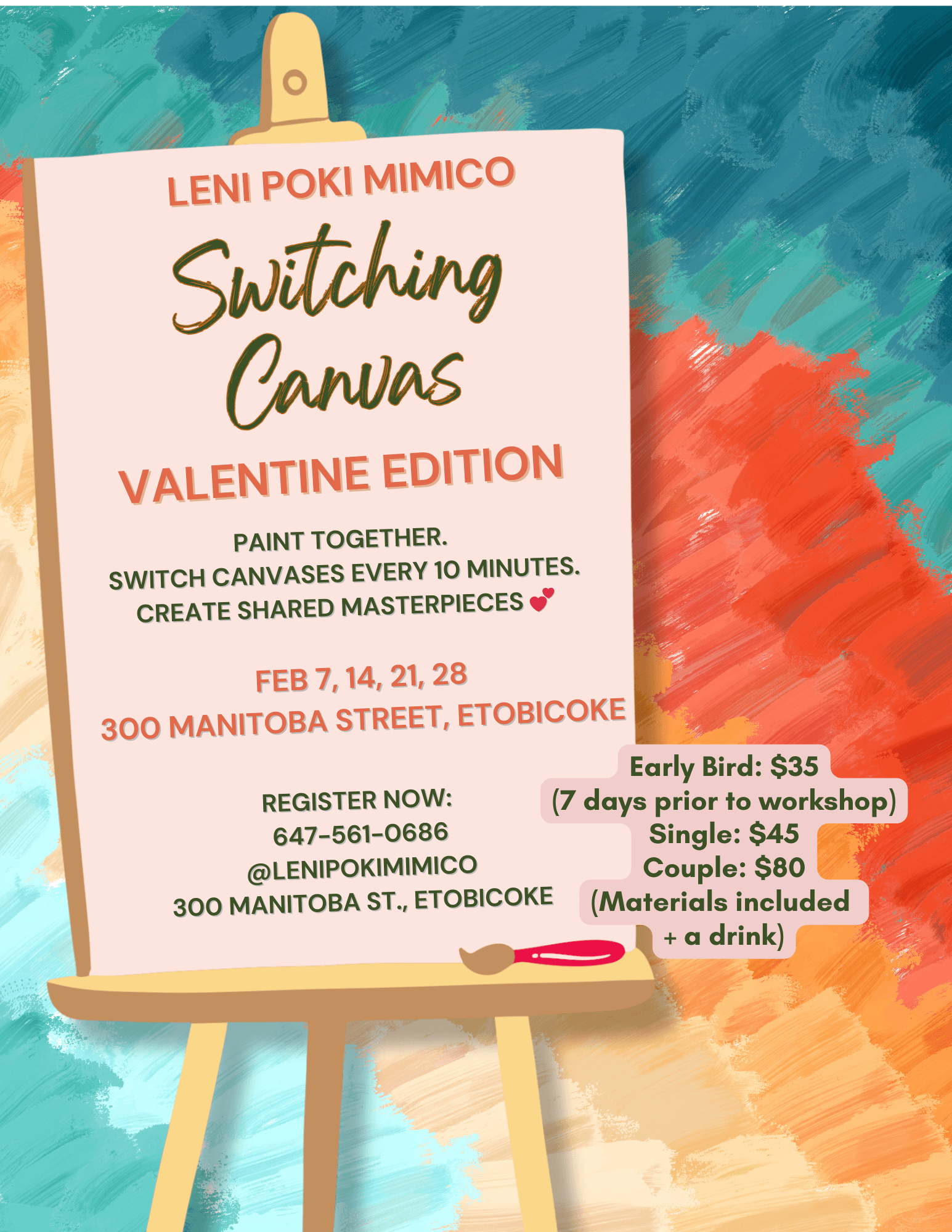 Switching Canvas: Valentines edition - Sip and Paint