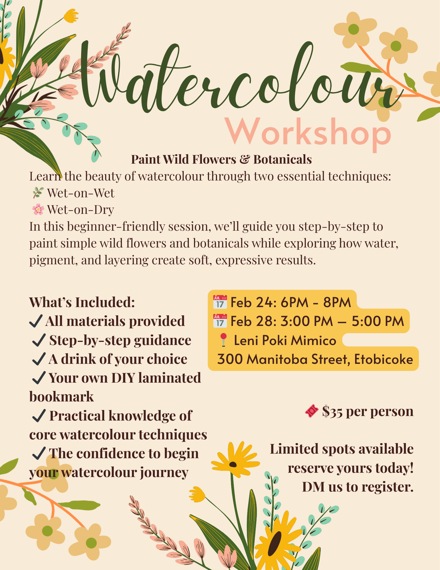 Feb 28 - Watercolour workshop